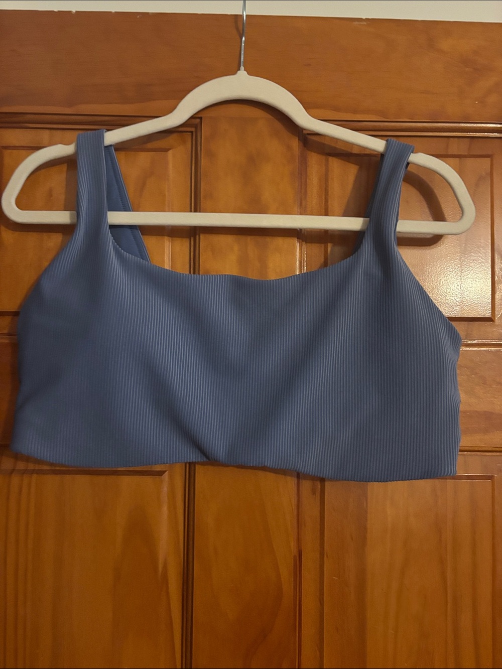 Blue Ribbed Sports Bra